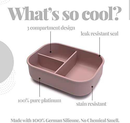 Силиконски бенто кутија за деца, мали деца и возрасни - направени од германски силиконски силикон LFGB - микробранова, машина за миење садови,