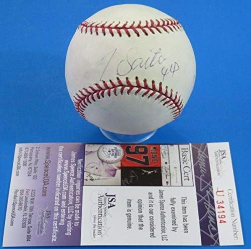 Такаши Саито потпиша ОМЛ Бејзбол ~ Ла Доџерс ~ JSA U34194 - автограмирани бејзбол