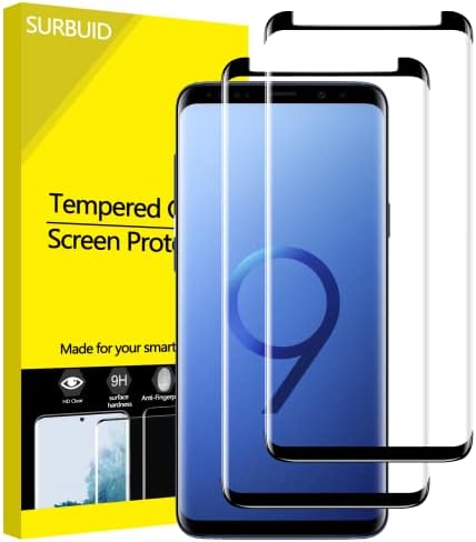 Surbuid Galaxy S9 Заштитник на екранот Темпрерирано стакло чиста 3Д криви раб со висока дефиниција заштитник на екранот Анти гребење 9H