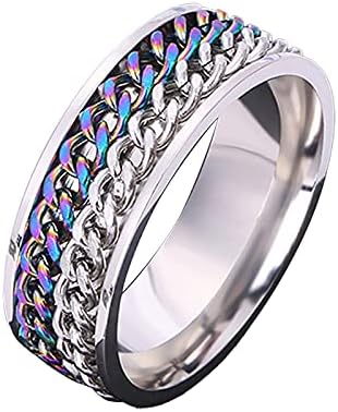 Прстен за жени модни и американски модни свадбени прстени ротирачки двоен ланец титаниум челик двојка Boho Rings