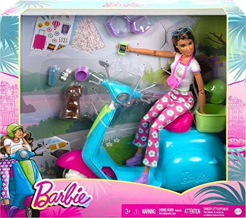 Барби Модата Кукла И Скутер Патување Плејсет Со Миленичиња Кутре И Тематските Додатоци [Амазон Ексклузивни]