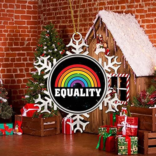 Декорација на дрво Орнамент еднаквост Виножито гордост украси геј Божиќни украси виножито геј права Лезбејска еднаквост ЛГБТК метална снегулка