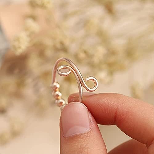 Гроздобер прстени за жени со прстен на прсти на спирални калеми за прилагодување на свадбените прстени за анксиозност за жени со единечни