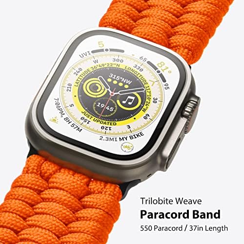 Ultimal Band компатибилен со Apple Watch 49mm/45mm/44mm/42mm, најлонски ткаени јамка Paracord Strap Design за спорт на отворено со прилагодлива