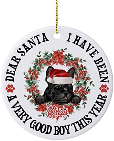 2022 Божиќни украси, украси за новогодишни елки - Почитуван Дедо Мраз добро момче сопствено кучиња Име порцелански круг Орнаменти - Најдобри подароци