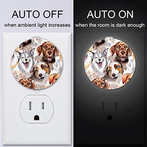 2 приклучок за приклучок за ноќно светло предводено светло кучиња животно со сензор за самракот до гушкање за детска соба, расадник, кујна, ходник