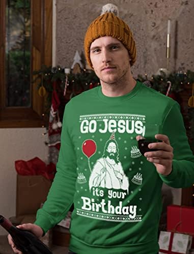 Tstars одат Исус, тоа е твојата роденденска маичка мажи смешен грд стил на божиќен џемпер