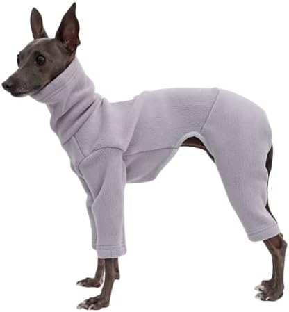 Облека за сива боја - Куче зимско топло руно територија со честитки со четири нозе со долги ракави џемпери на отворено палто за италијански виткан