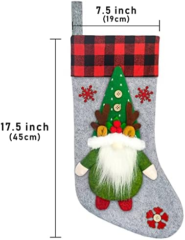 Сет на божиќни чорапи во Сенени од 3, надграден рачно изработен шведски Санта Елф Божиќ, семејни чорапи, украси за камин за дневна соба, Божиќен