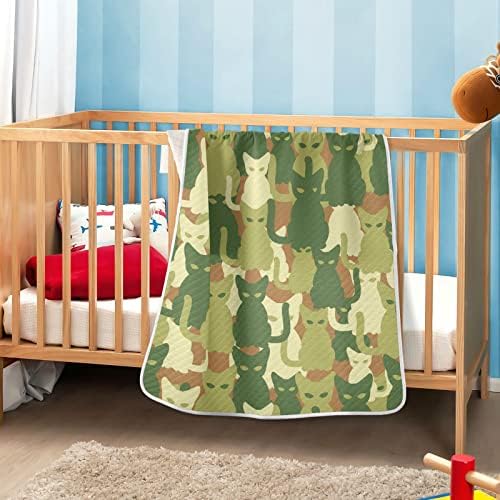 Swaddle Clabet Shouse Camurckage Воени мачки памучни ќебе за новороденчиња, примање ќебе, лесен меко тресено ќебе за креветчето, шетач, расадници,