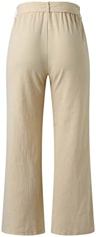 2023 Нови ленти панталони за жени, еластични високи половини со широко нозе лабаво вклопени удобни модни јога панталони за жени со