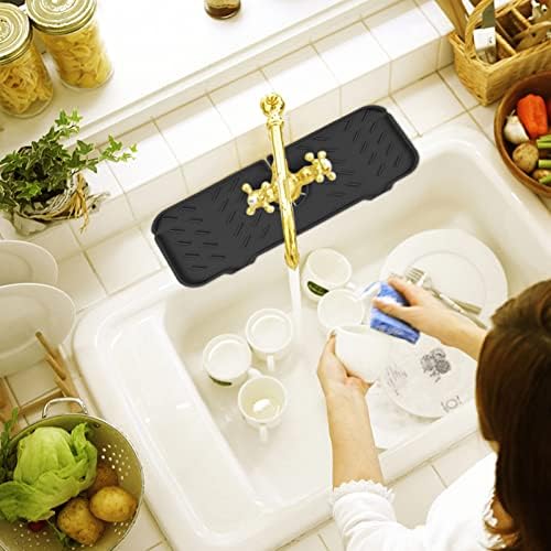 Силиконски мијалник за мијалник за кујната - Спалчен фаќач зад тапа за мијалник - заштитник за капење за капење за кујна, бања, подлога за сушење