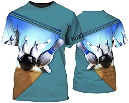 Американска кошула за куглање, боречки кошули куглар куглар подарок унисекс 3D низ целата печатена маица за мажи повеќебојни