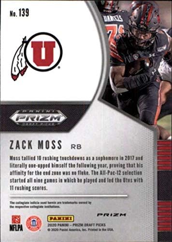 2020 Panini Prizm Draft Prizms Red 139 Zack Moss Draft Picks Utah Utes RC RC Rocie Football Trading Card