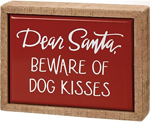 Кутија Знак Мини-Почитуван Дедо Мраз Пазете Се Од Бакнежи На Кучиња
