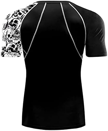 МАШКИ UPF 50+ Заштита Од Сонце Компресија Кратки Ракави Осип Штитник За Мажи Кошули За Пливање Облека За Вежбање