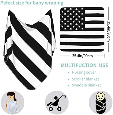 Бебе ќебето на црно американско знаме кое прима ќебе за обвивка за покривање на новороденчиња за новороденчиња