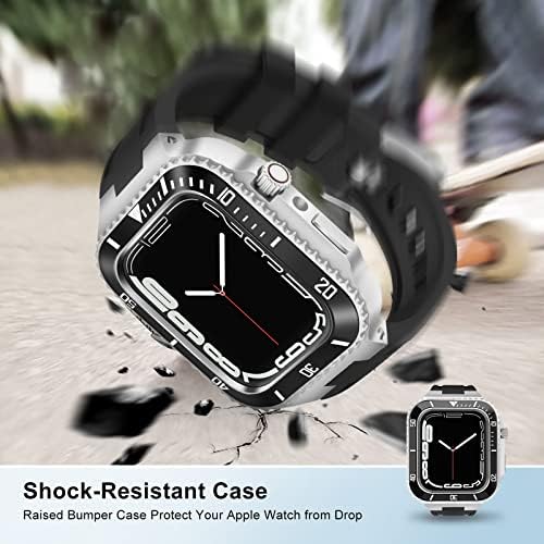 ТРДИБСК Мод Комплет за Apple Watch 8 7 6 5 4 3 SE Метал Рамка&засилувач; Гумени Часовник Од Нерѓосувачки Челик Случај за Iwatch Серија бенд