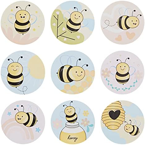 1000 Парчиња Бумбари Налепници За Пчели За Деца, Награда Во Училница, Занаети САМИ, Тркалезни, 9 Дизајни