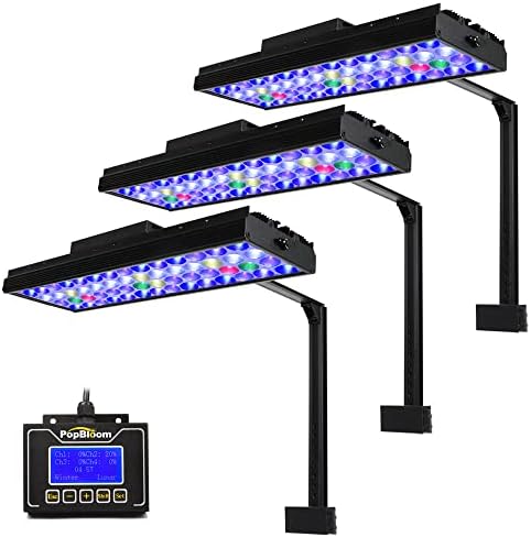 PopBloom 3xt40 Солена Вода Аквариум Светлина Морски LED Риба Резервоарот Светлина за 60nch~72nch 150cm~180cm Корални Гребен Тенкови