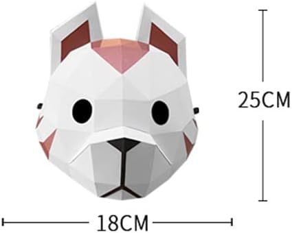 Mumuyilin Јапонски нинџа куче лице со хартија за хартија маска за костуми за забава, низок поли 3Д -хартија уметност оригами, DIY занаетчиски