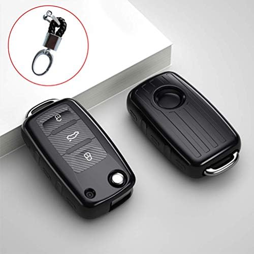 Ontto за VW Volkswagen Car Key Fob Cover Cover Protector Carbon Fiber Model Далечински управувач на школка со црна боја на клуч