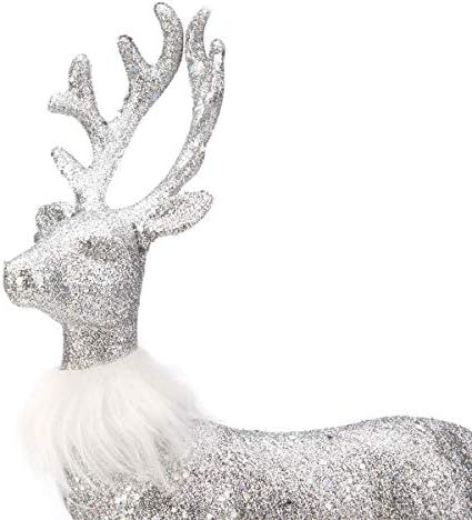 Декорации за ирваси на лакови стојат Божиќни фигурини елени, сребрени сјајни празници ирваси