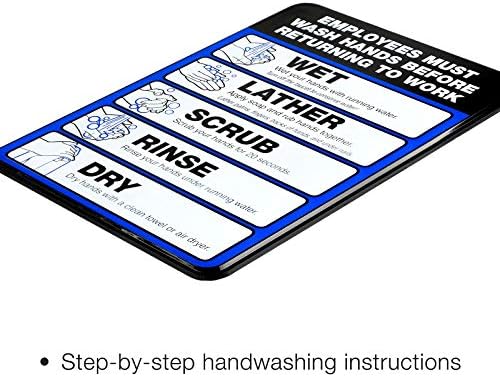 Вработени за одлични глобални производи мора да го мијат знакот на рака: 5 x7 пластичен знак за деловни активности со лесни ленти за