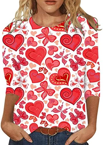 Денот на вinesубените кошули жени графички влезови loveубовни букви печати џемпери за џемпери на в Valentубените врвови облека