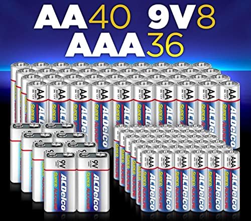 Acdelco AA, AAA, 9-Волт комбо пакет, 40-AA, 36 AAA, 8 9V батерии, алкални батерии