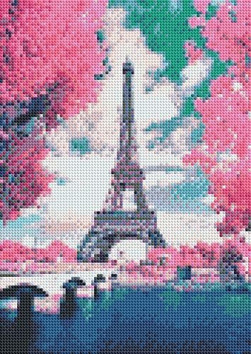 Дијамантска уметност Париз Ајфелова кула и мост DIY 5D комплети за сликање на дијаманти за возрасни и деца целосна вежба за занаети по бројни