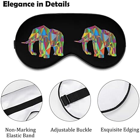 Шарен геометриски слон печатена маска за очи за очи мек капаче за очи со прилагодлива лента за ноќни очила за патувања за мажи за мажи жени