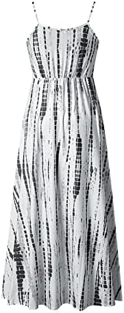 Летни фустани за жени плус големина без ракави плетенка, облечена во лесен длабок в печатење на вратот, лабав фит фустан на плажа