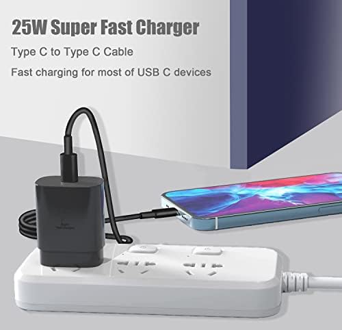 Супер брз полнач Тип Ц 2 пакет 25W USB C Super Fast Charger Wallиден полнач за Samsung Galaxy S22 / S22 Ultra / S22+ / S21 / S21