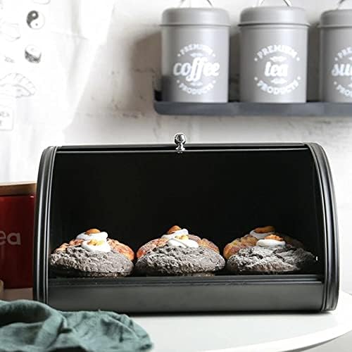 Кмјуо Метална Кутија За Леб Корпа Контејнери за Складирање кујна Со Ролна Горниот Капак Кутија За Складирање Кујнски Прибор