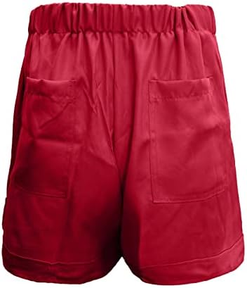Женски шорцеви од uqrzau Обични летни џебни дизајн ， лесни салата за теретани, удобни шорцеви со високи половини од половината