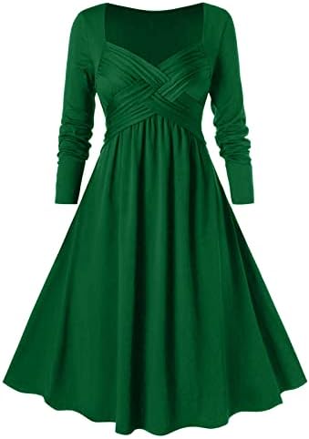 Есен готски фустани за жени со долг ракав крст крст ткаен душо врат А-линија за контрола на стомакот викторијански матурски фустан