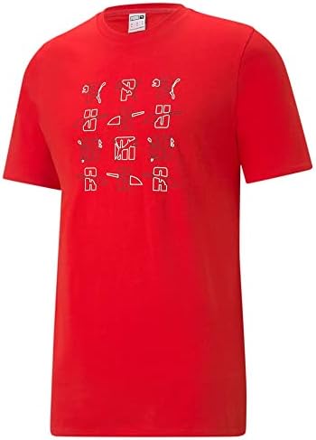 Пума Менс Подигнете Графички Вратот На Екипажот Краток Ракав Обичните Врвови Повик-Црвено