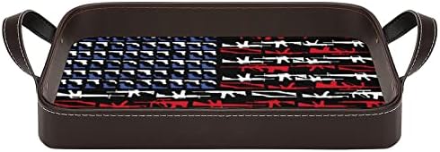 Пиштоли На Американското Знаме Кожа Декоративен Послужавник Персонализиран Организатор За Складирање На Послужавник Со Рачки За Домашен