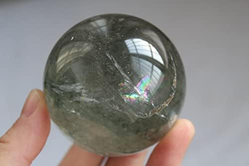 344G Природно зелен дух Фантом Пирамида кварц кристална сфера заздравување на топката К15
