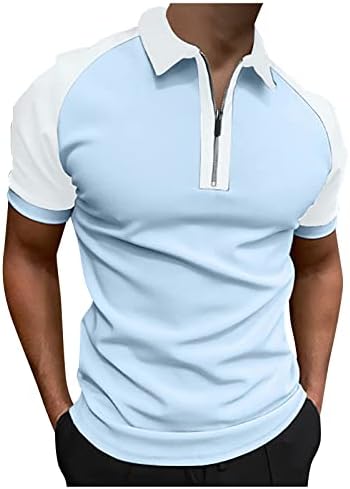 Поло кошули за машки моден патент зашиени маица со кратки ракави лапел пулвер врвни кошули за блуза
