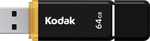 KODAK EKMMD64GK103 - USB диск 3.2/3.1/3.0-64 GB, 64 GO - Класичен серија - K100 модел - црна матка обвивка со транспарентен жолт врат