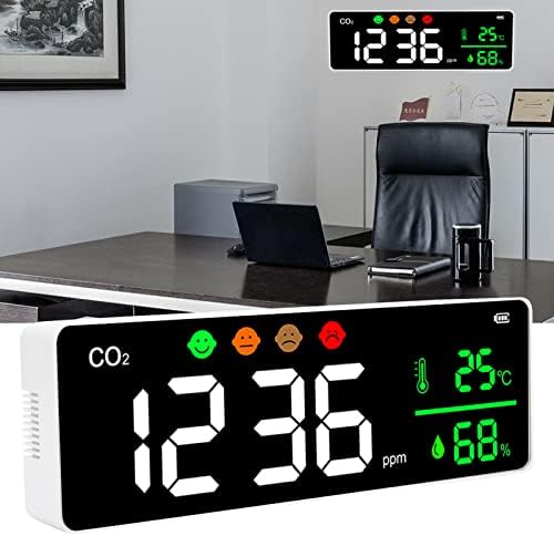 Kadimendium LED екран Монитор за квалитет на воздухот монитор на wallид дигитална температура CO2 детектор за концентрација DM1306 хигрометар за домашна канцеларија