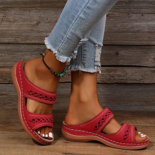 Ketuan дами сандали лето, жени сандали жени клинови сандали се лизгаат на обични отворени пети меко дно за дишење чевли чевли