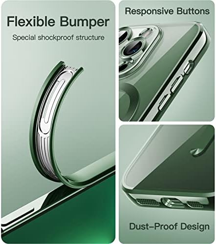 Џетех Галванизиран Случај за iPhone 13 Pro Max 6,7-Инчен, Целосна Заштита На Објективот На Фотоапаратот, Компатибилен Со Безжично Полнење