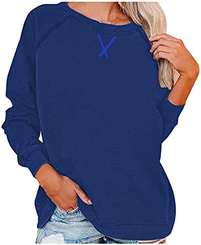 Обичен џемник на FMCHICO CANUMENCENCHECK SWETSHIRTER отпечатено лабава мека долга ракав пуловер врвови кошули
