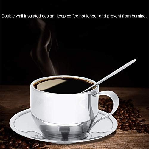 4oz Expresso кафе чаша, не'рѓосувачки челик двоен wallид изолиран кафе со чинија и лажица за дома