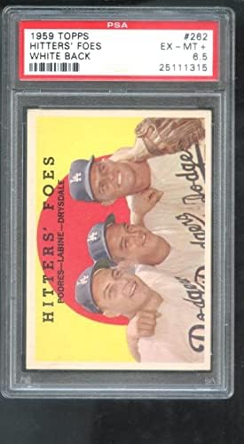 1959 Топпс 262 удари на ударите Johnони Подрес Клим Лабин Дон Драјсдејл ПСА 6,5 - Плочани бејзбол картички