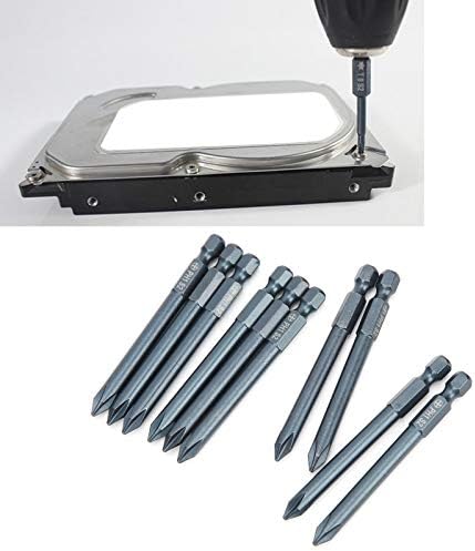 Фефициски битови со шрафцигер од 10 парчиња, S2 легура челик шрафцигер со магнетски, дијаметар на шанк 6,3мм/0,2in, шрафцигер