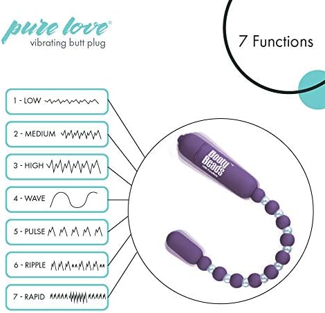 Чиста loveубов флексибилни вибрирачки анални мониста со 7 функции, виолетова боја, возрасна секс играчка